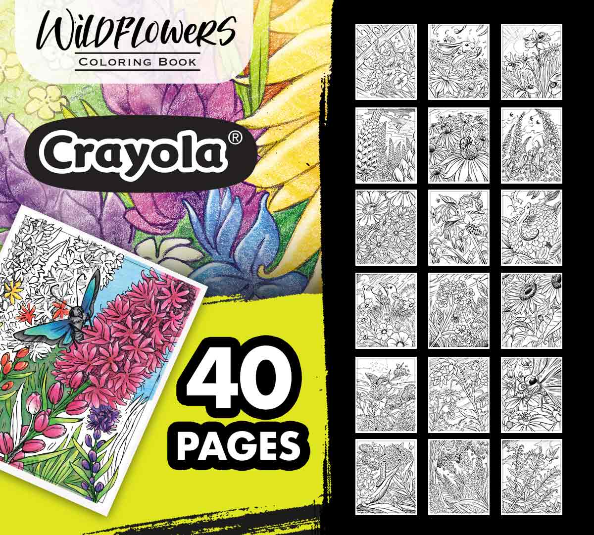 Crayola 40 - Page Coloring Book, Wildflowers - Marah Kids