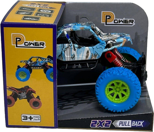 D - Power - Pullback Doodle Skeleton Stunt Car, Blue | No Batteries Needed, Fun for All Ages | 3+ - Marah Kids