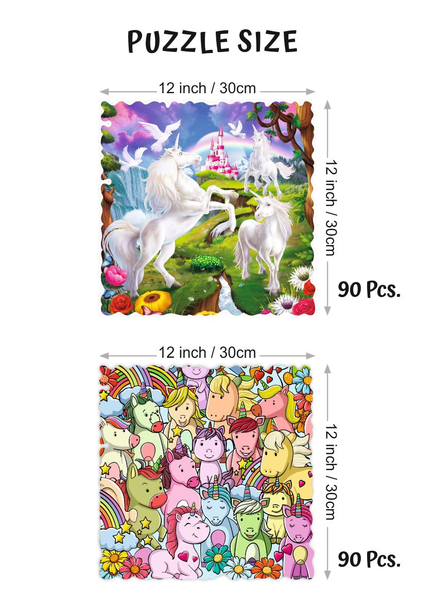 Unik Play - Go Crazy Jigsaw Puzzle | Attractive Cartoon Print Puzzle | 2 Puzzle Trays - Unicorn | Kids and Adults 6+ - Marah Kids