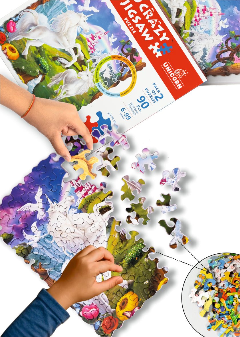 Unik Play - Go Crazy Jigsaw Puzzle | Attractive Cartoon Print Puzzle | 2 Puzzle Trays - Unicorn | Kids and Adults 6+ - Marah Kids