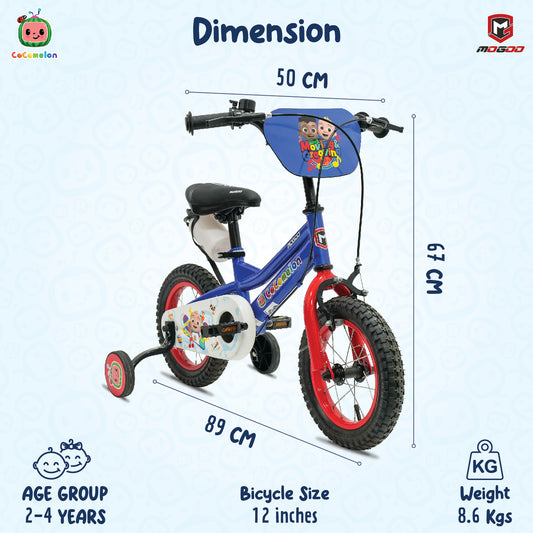 Cocomelon Beats Kids Bike - 12 Inch - Blue - Marah Kids