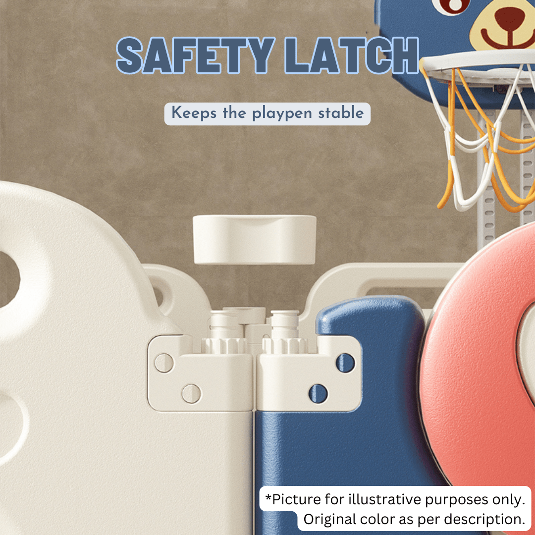 Kids Bear Playpen Pink - w/ Basketball Hoop - 16 pcs - Marah Kids