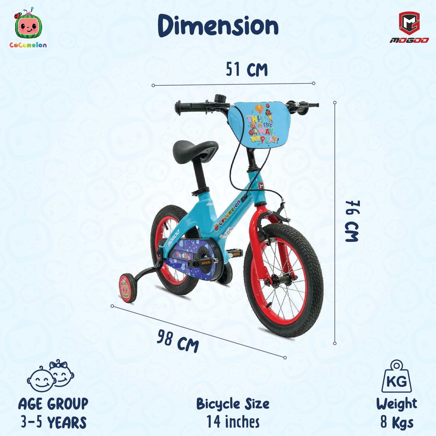 Cocomelon Play Kids Magnesium Bike - 14 Inch - Blue - Marah Kids