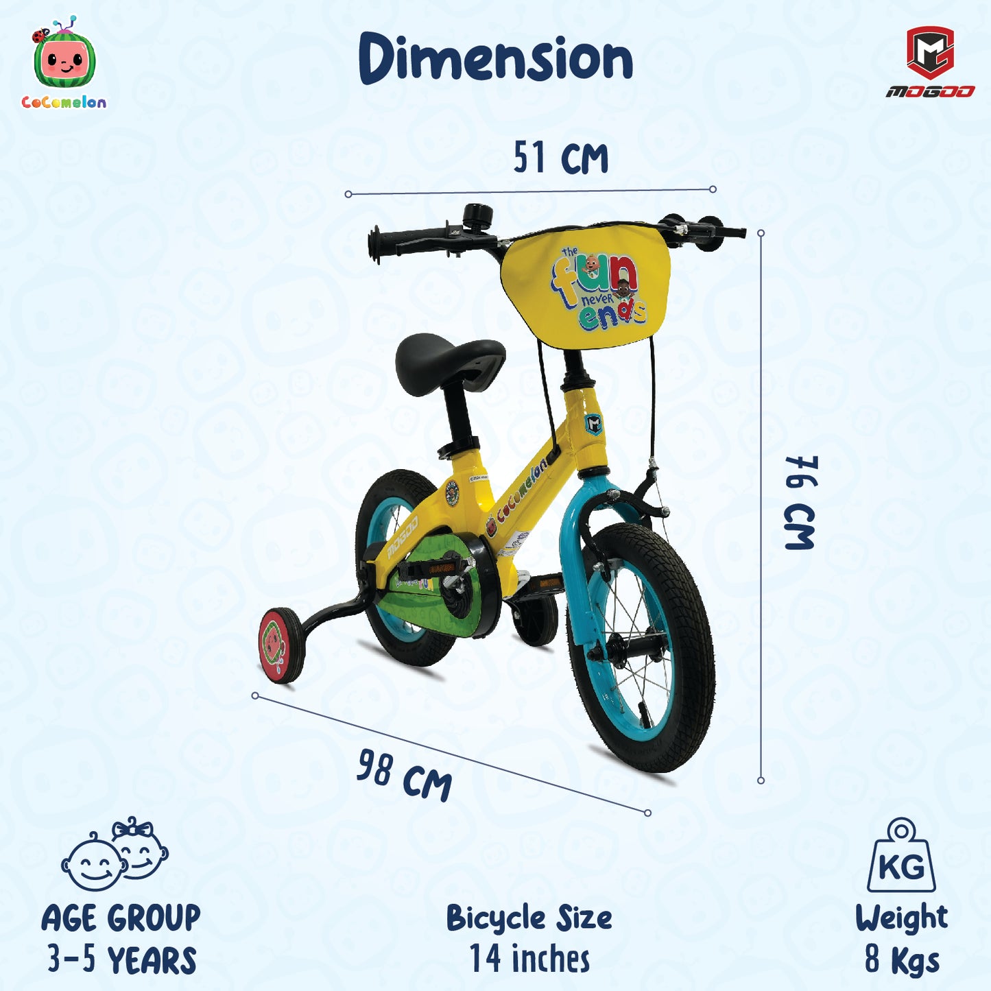 Cocomelon Play Kids Magnesium Bike - 14 Inch - Yellow - Marah Kids