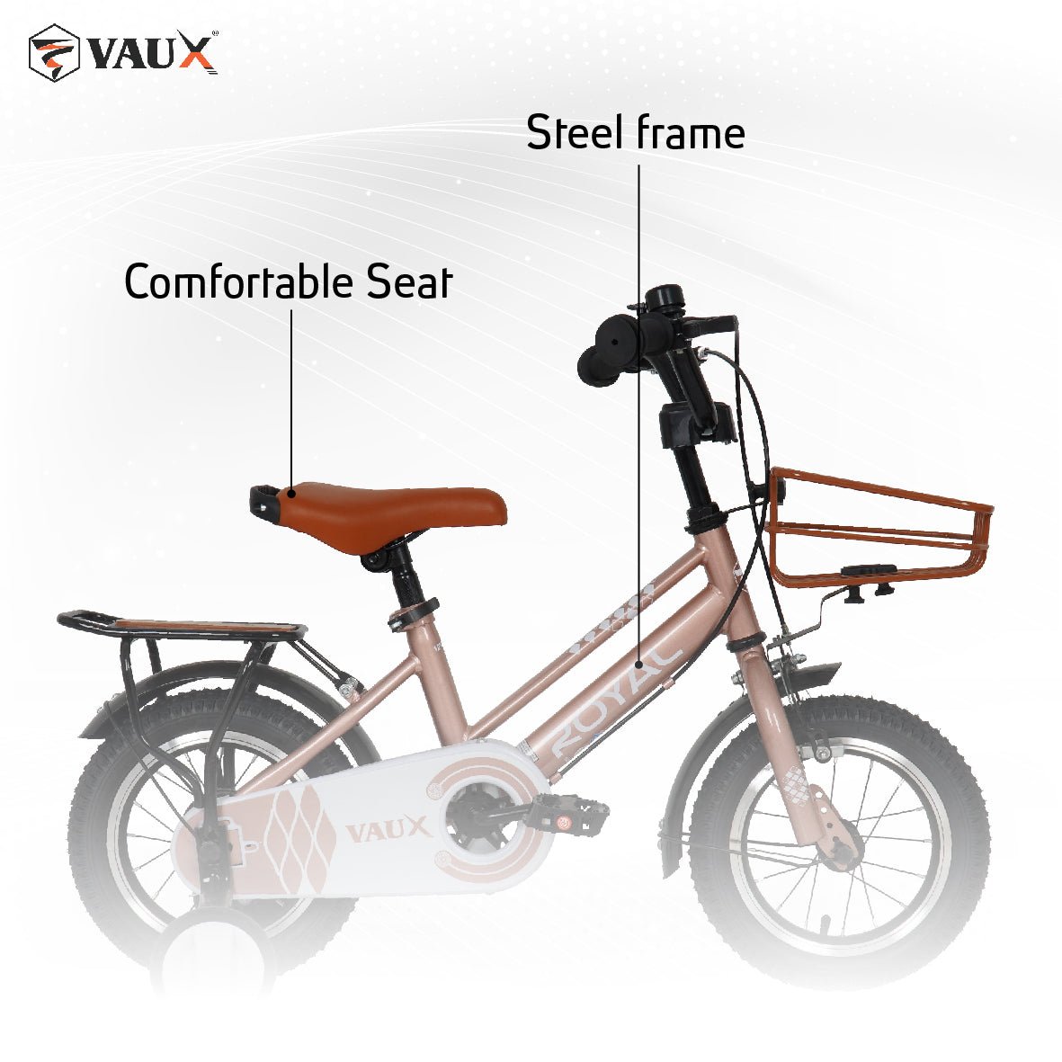 VAUX Royal 14" Kids Bike - Rose Gold - Marah Kids