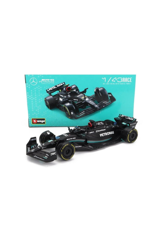 Bburago Mercedes GP F1 W14 Team Mercedes-AMG Petronas 2023 George Russell #63 Matt Black 1:43 Scale Diecast Model -