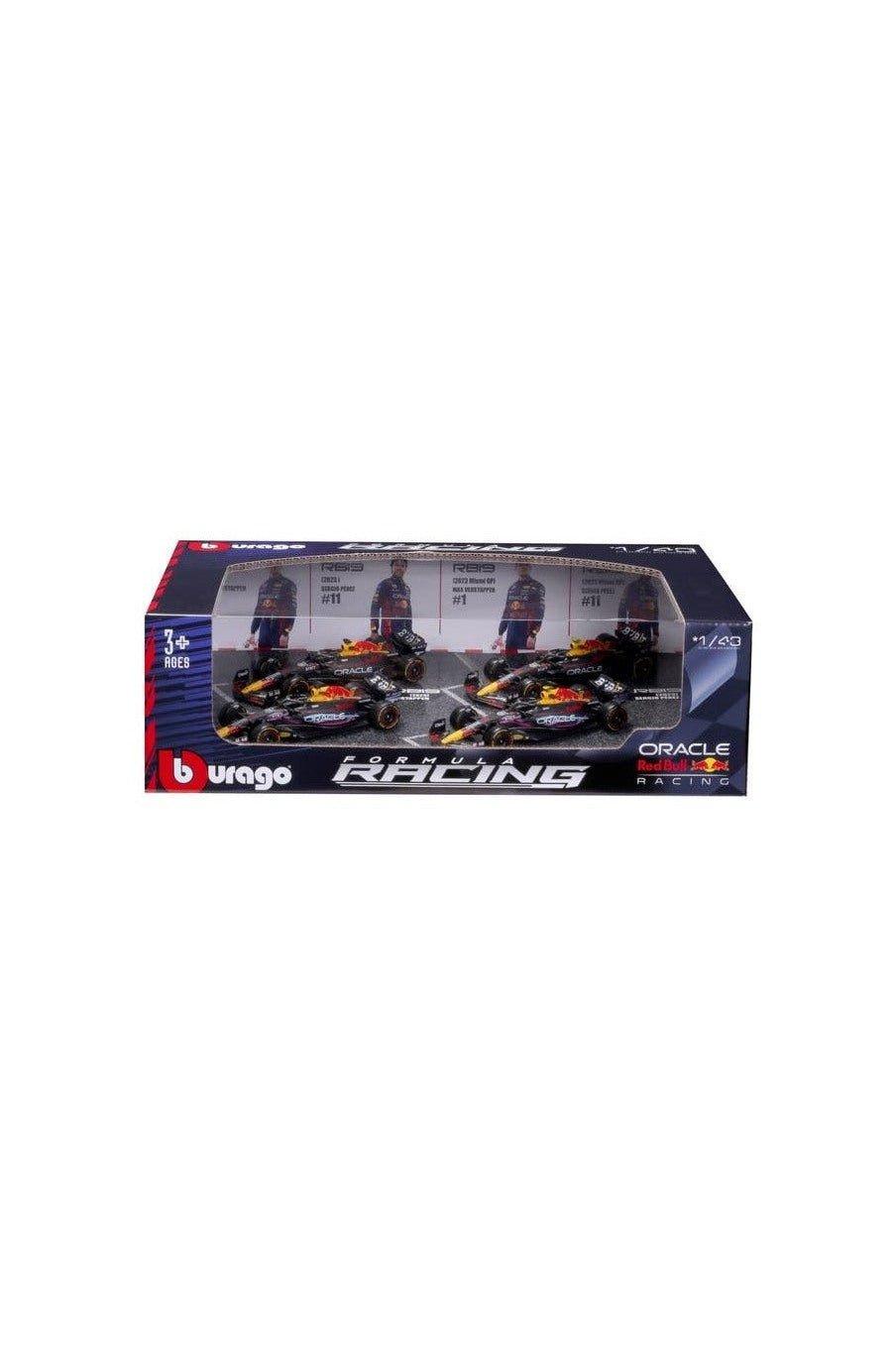 Red Bull Racing RB19 2023 4 - Pack with MiamiGP Special Edition - 1/43 Scale Diecast by Bburago - Marah Kids