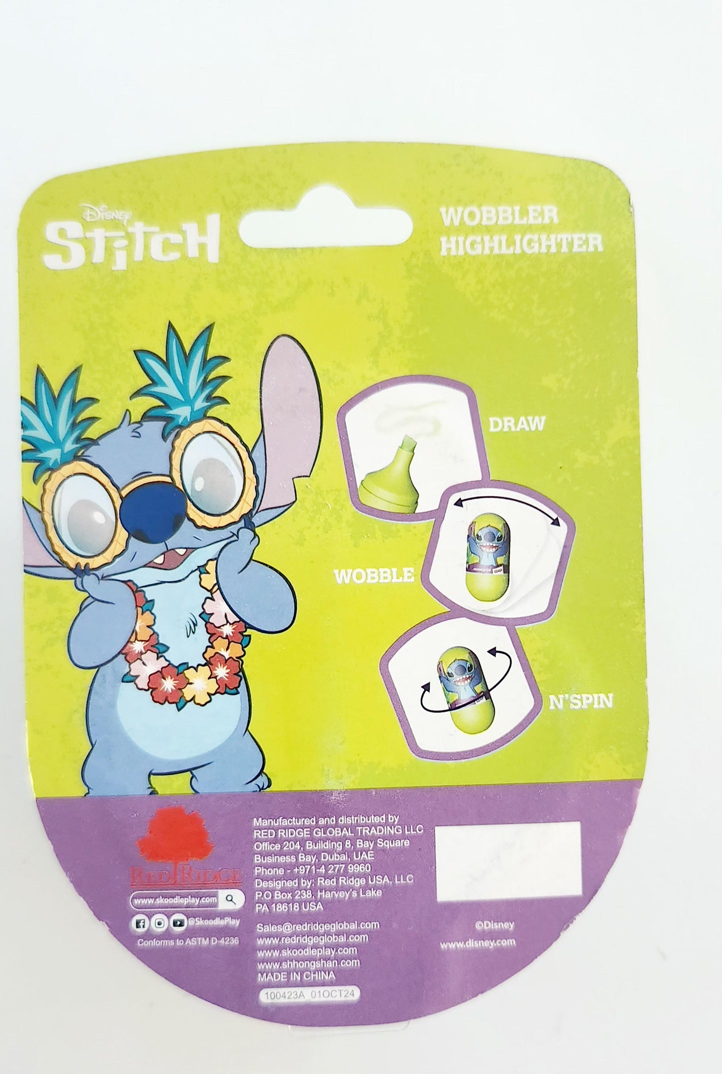 Disney Stitch Wobbler Highlighter With Backer Card
