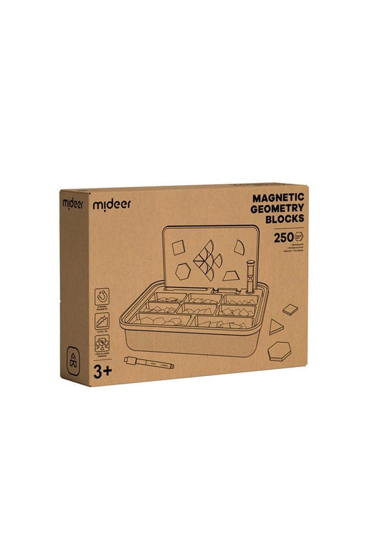 Magnetic Wooden Geometry Blocks - 250 Pcs - Marah Kids