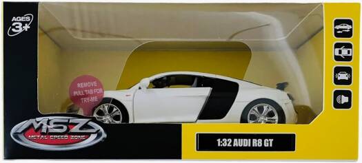D - power MSZ – Audi R8 GT - White | Die - Cast Replica, Ultimate Collector's Item, Super Cars | Toy Vehicles, Metal Toy Car Model - Pull Back Collection | Size - 1:32, For Kids 3+ - Marah Kids