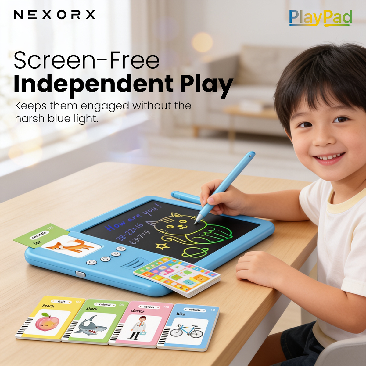 NEXORX Kids Learning Tablet with LCD Writing Pad & Flash Cards PlayPad Early Education Machine Audio Ca - image 6