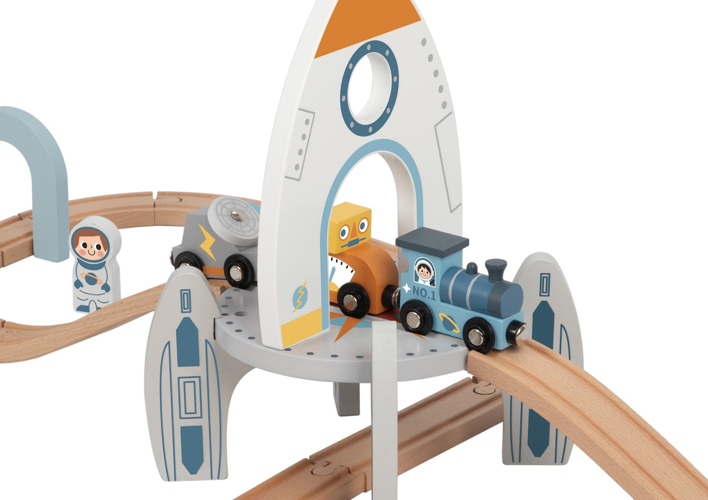 Tooky Toys Space Station Train Set wooden toy vehicle set for ages 3+ | Marah Kids UAE