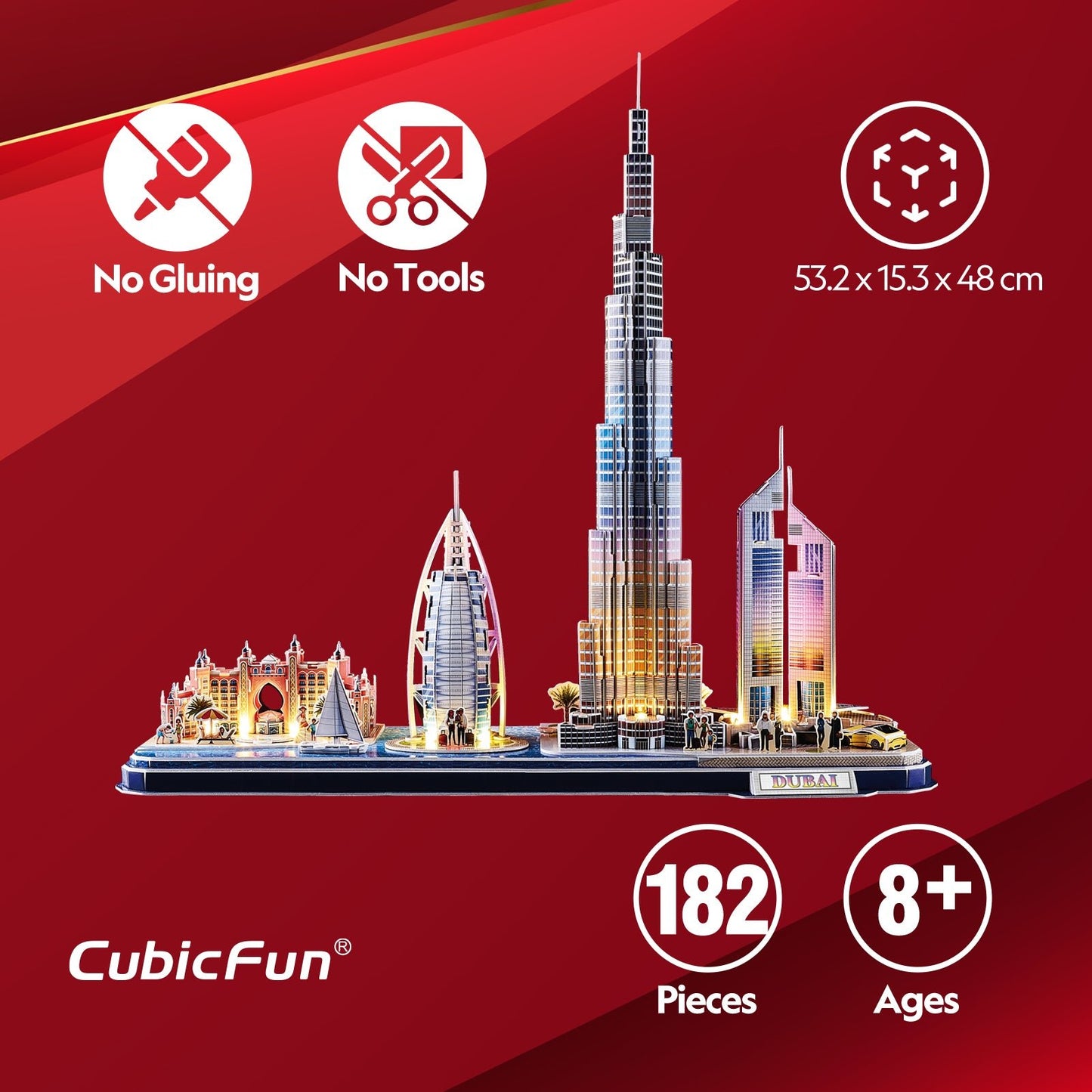CUBIC FUN 3D PUZZLE CITYLINE DUBAI UAE 182PC BO - Marah Kids