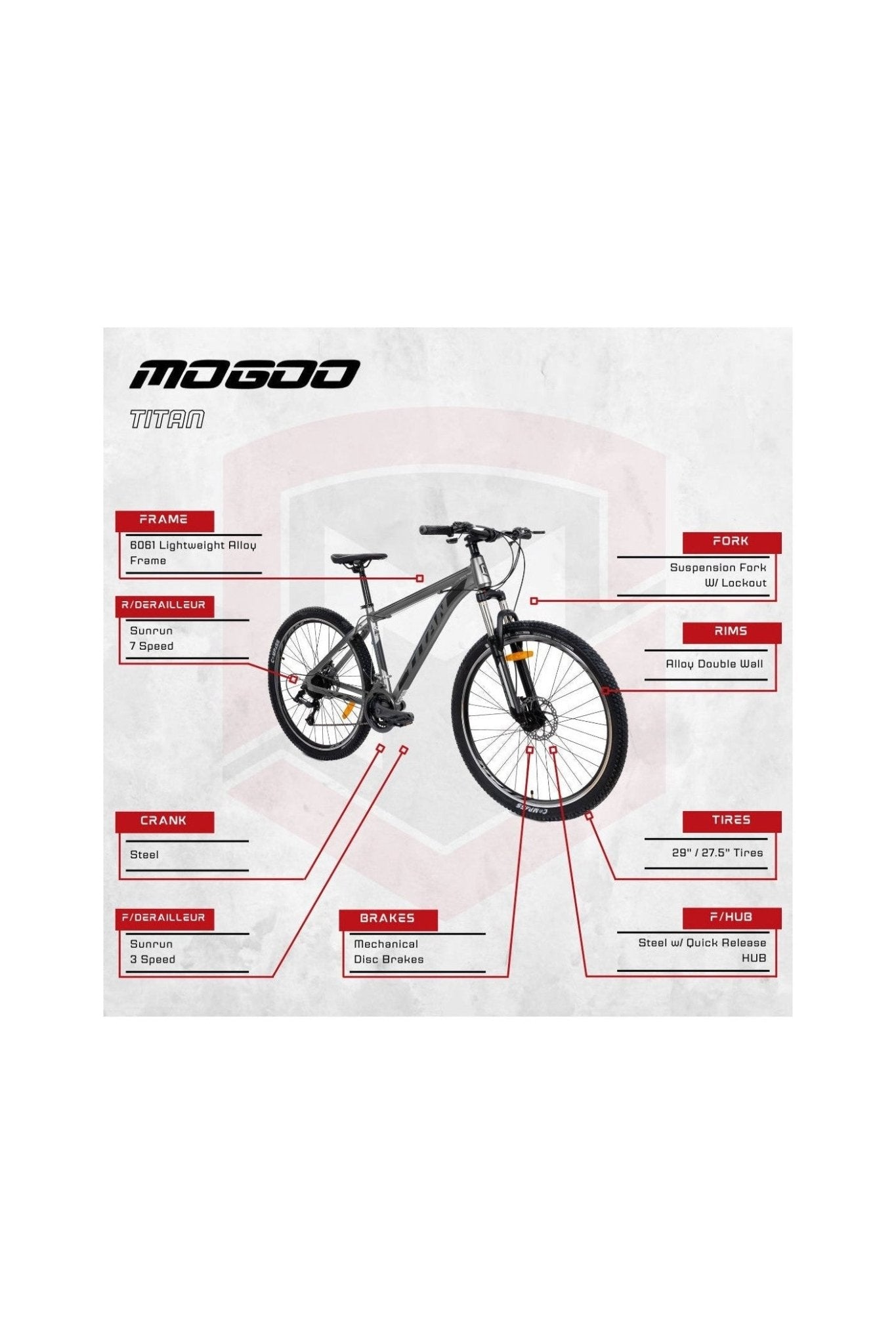 Titan Mountain Bike 27.5" - Grey - Marah Kids