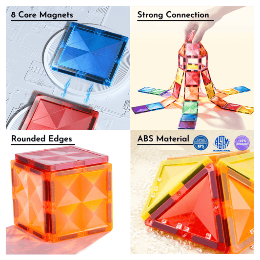 Magnetic Tiles - Warm Colors - 20 Pcs - Marah Kids