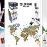 Unik Play - Colouring World Map Geography | Adult Colouring Wall Poster, Party Activity Home, Décor Painting Gifts - Marah Kids