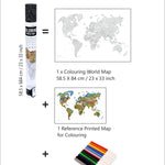Unik Play - Colouring World Map Geography | Adult Colouring Wall Poster, Party Activity Home, Décor Painting Gifts - Marah Kids