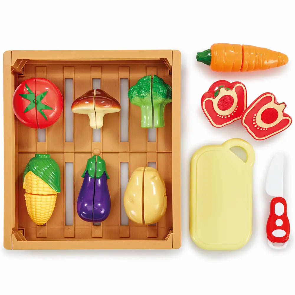 Addo Busy Me Slice and Play Veggie Set Playset, Pretend Toy, Role Play for Kids
