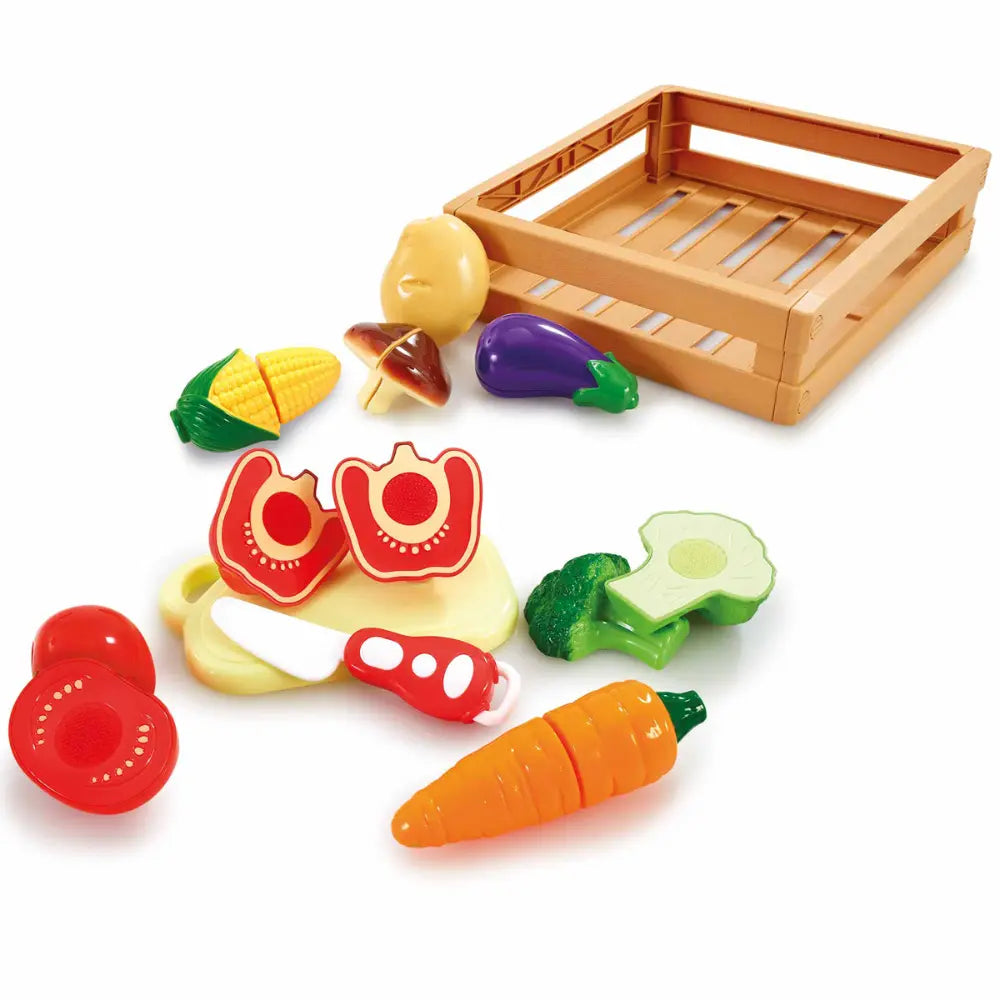 Addo Busy Me Slice and Play Veggie Set Playset, Pretend Toy, Role Play for Kids
