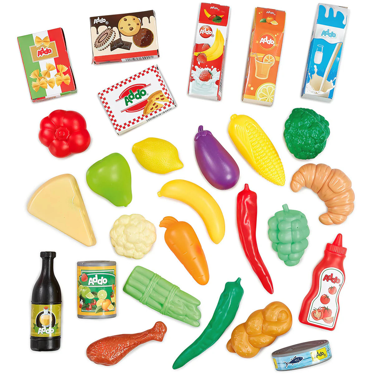 Addo Busy Me Shop Basket, Basket with Pretend Food Accessories - Fruit, Vegetables, Pretend Play Toy, Roleplay