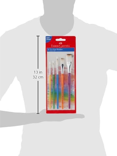 FABER - CASTELL GRIP PAINT BRUSHES ROUND & FLAT COMBINATION 5PC (2,6,10, 8, 12) - Marah Kids