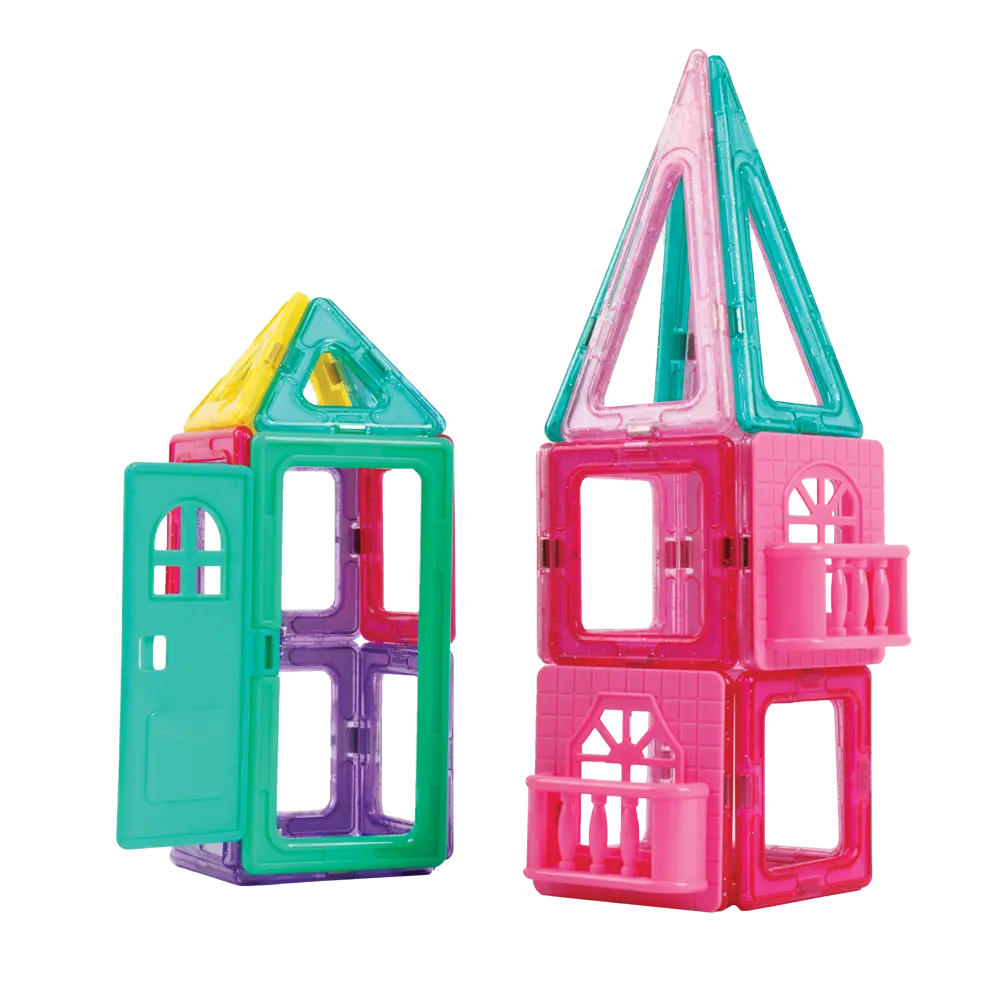 Addo Magnimake Castle Set 27-Pieces, Design, Construct & Build Endless 2-D or 3-D Structures with Magnetic Tiles, Educational Toy