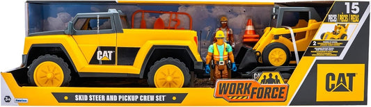 CAT WorkForce Skidsteer & Pick - Up Truck Crew Set Playset - Marah Kids