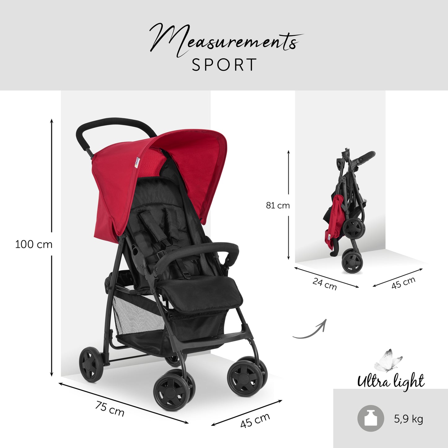 Hauck - lightweight stroller Sport - Red