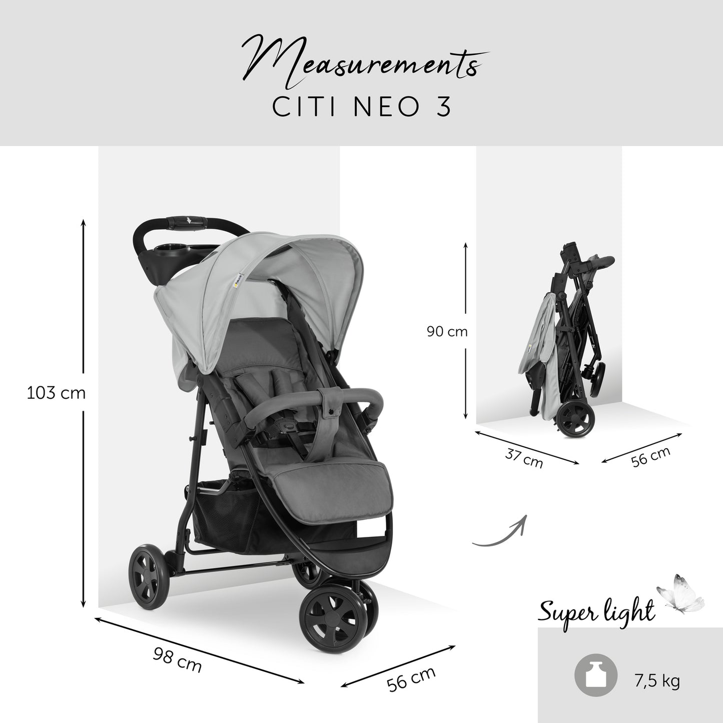 Hauck - Jogging stroller Citi Neo 3 - Grey