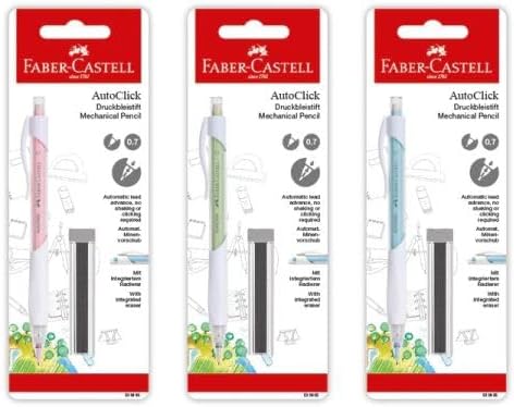 FABER - CASTELL AUTOCLICK MECHANICAL PENCILS 0.7MM (1PC + 1 LEAD) ASSORTED COLORS - Marah Kids