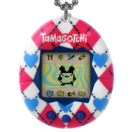 Bandai Tamagotchi Original Argyle Heart Design Electronic Pet, Battery Operated - Marah Kids