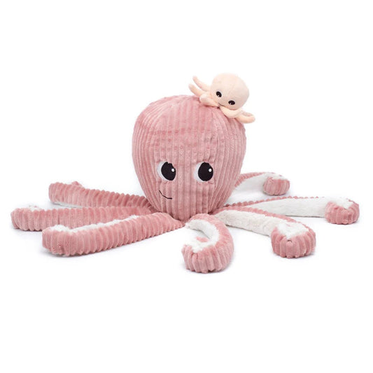 Filou Octopus Mom & Baby Plush Set Cute Stuffed Sea Creature Toy Pink - Marah Kids
