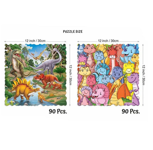 Unik Play - Go Crazy Jigsaw Puzzle | Attractive Cartoon Print Puzzle | 2 Puzzle Trays - Dino | Kids and Adults 6+ - Marah Kids
