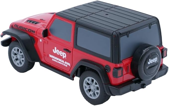 D - power 1:32 Scale Jeep Wrangler 2018 Remote Control Car – 2 - Door Hard Top | Officially Licensed RC Car Toy – Red - Marah Kids