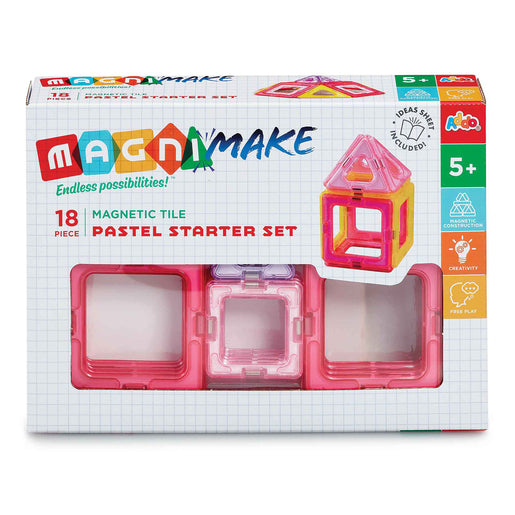 Addo MagniMake Pastel Starter Set 18-pieces, Magnetic Tiles, Construction Playset, Building Toys