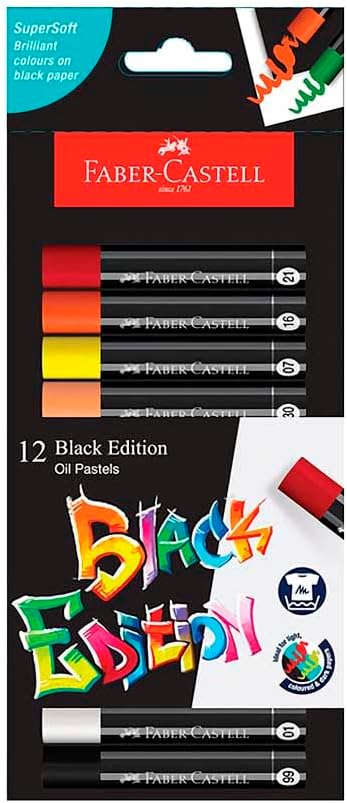 FABER - CASTELL BLACK EDITION OIL PASTELS 12 COLOR - Marah Kids