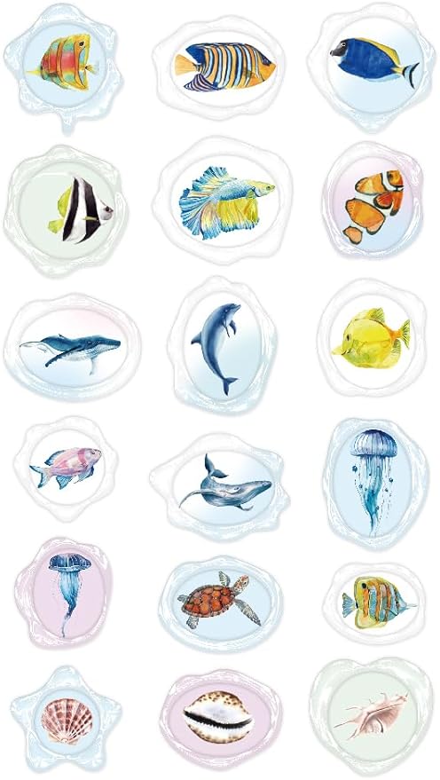 Avenir - Sealing Wax Stickers 10 pack - Sea Animal Multicolour | fabulous sealing wax stickers showcasing a collection of space objects | Ages3+ - Marah Kids
