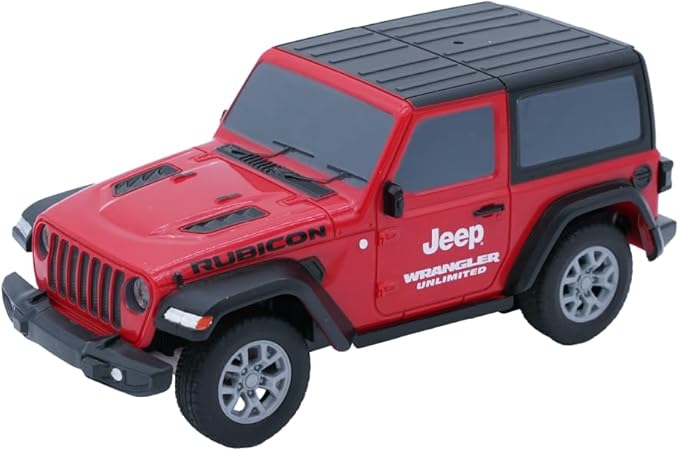 D - power 1:32 Scale Jeep Wrangler 2018 Remote Control Car – 2 - Door Hard Top | Officially Licensed RC Car Toy – Red - Marah Kids