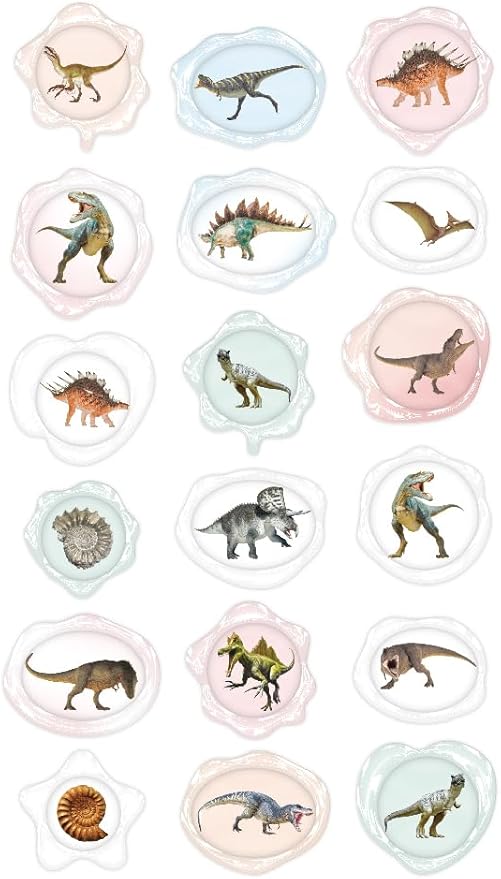 Avenir - Sealing Wax Stickers 10 pack - Dinosaur Multicolour | fabulous sealing wax stickers showcasing a collection of space objects | Ages3+ - Marah Kids