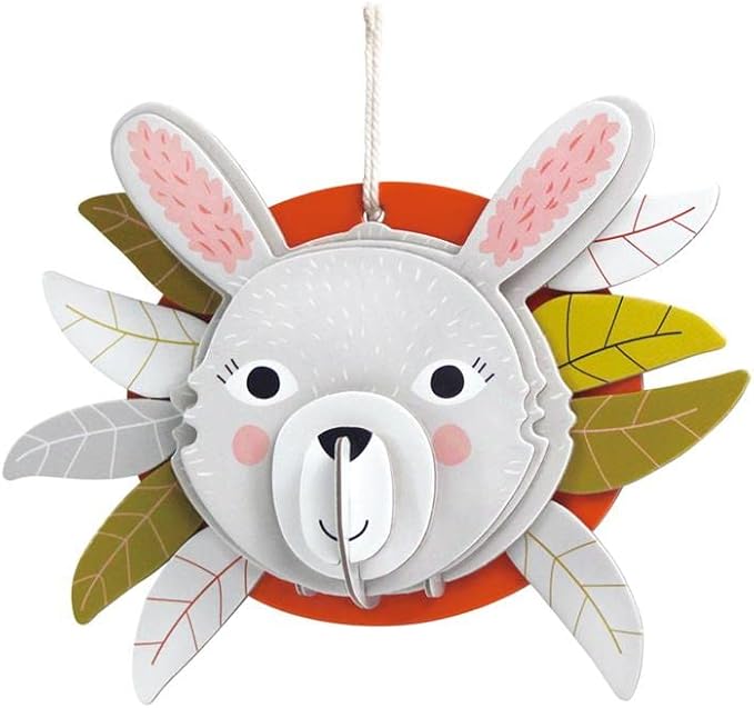 Avenir 3D Decoration - Bunny Kit | Turn Your Wall into a Zoo! Create 3D Decorations with Pre - Cut Cardboard Puzzle Pieces | Thoughtful and Creative Gift Option for Kids 3+ - Marah Kids