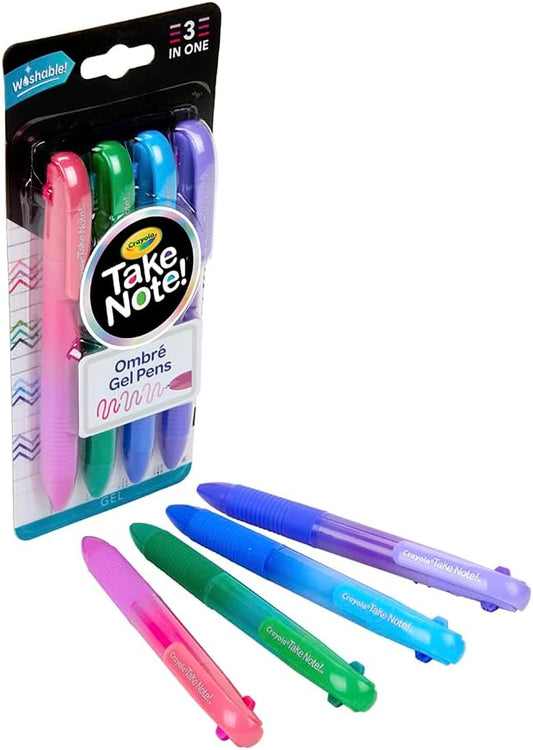 Crayola Take Note Washable Gel Pens, Ombre, 4 Count - Marah Kids
