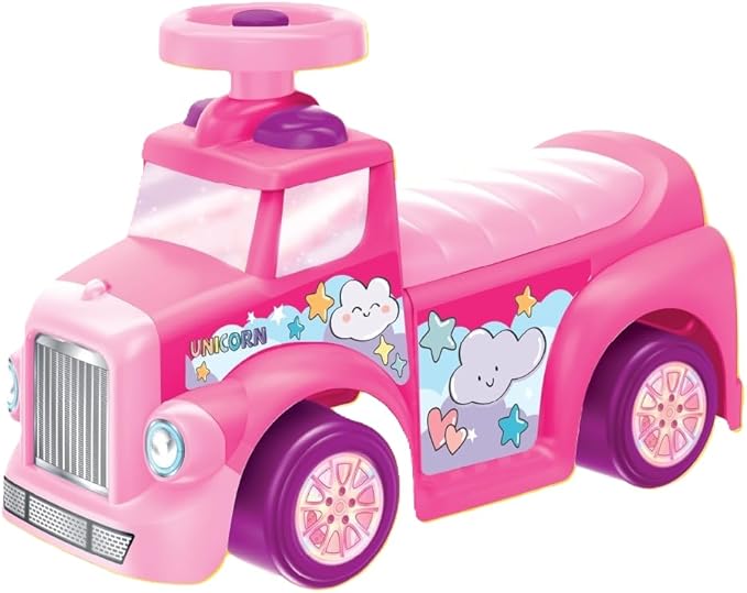 My First Foot to Floor Unicorn– Multicolour | Toddler Walker Foot to Floor Slider | Hidden Storage Space, Moveable Steering Wheel & Squeaky Horn | Pre - School & Nursery Walking Aid | Ages 1+ - Marah Kids