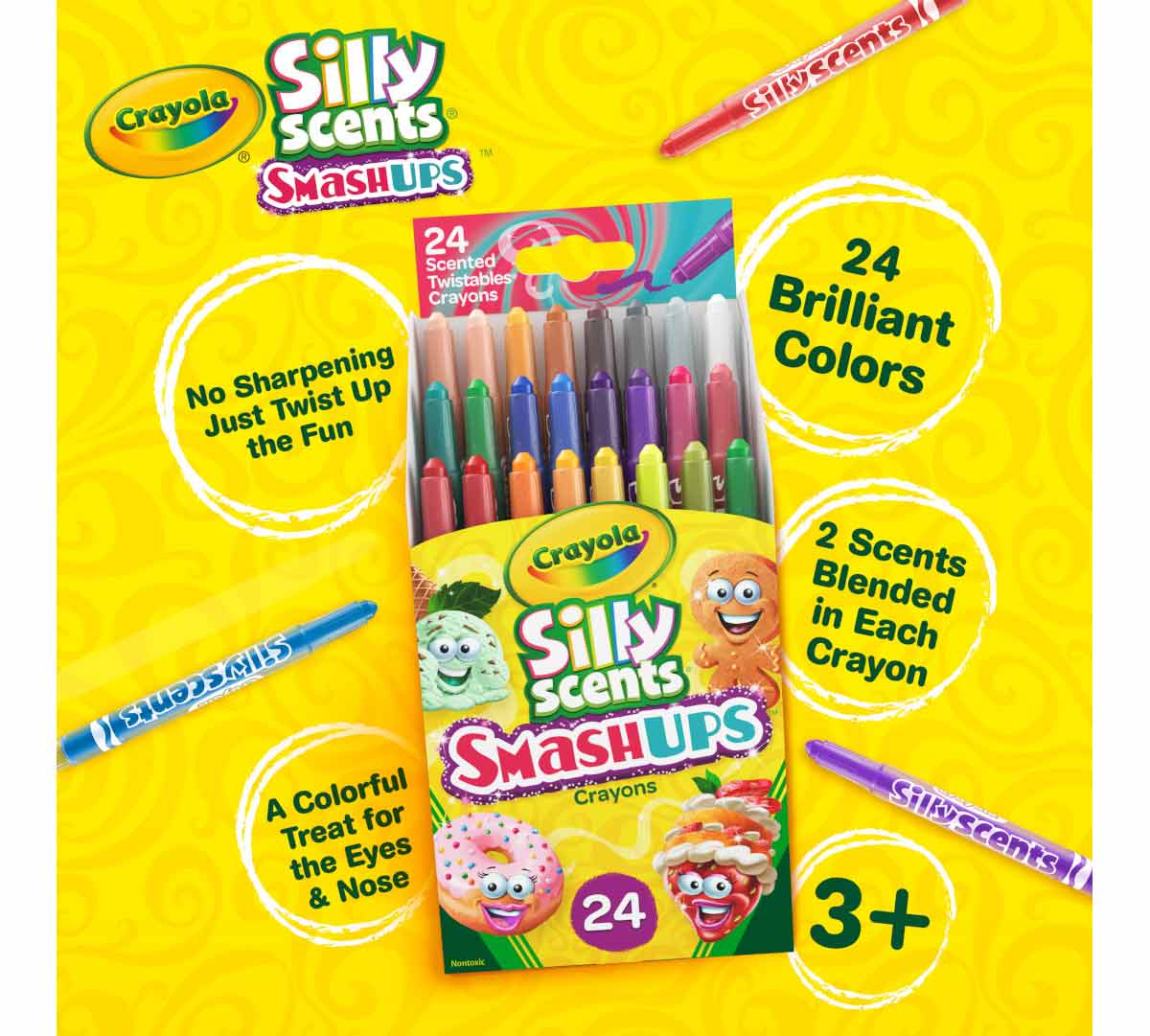 Crayola 24 Ct Silly Scents Mini Twistables Scented Smashups Crayons - Marah Kids