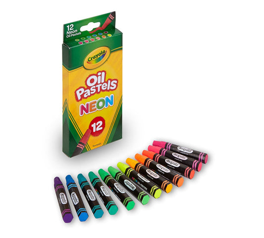 Crayola Oil Pastels Neon,12 Ct Sticks | Features 12 Neon Oil Pastels in unique, vibrant colors. Ideal for ages 4 & up. - Marah Kids