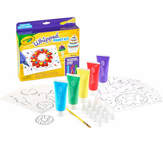 Crayola - Whipped Paint Kit, 15 Changeable Pints tips, 3 Unique Style ( Multicolour) 5+| LESS - MESS PAINTING | 3D ART | GIFT FOR BOYS & GIRLS Ages 5+ - Marah Kids