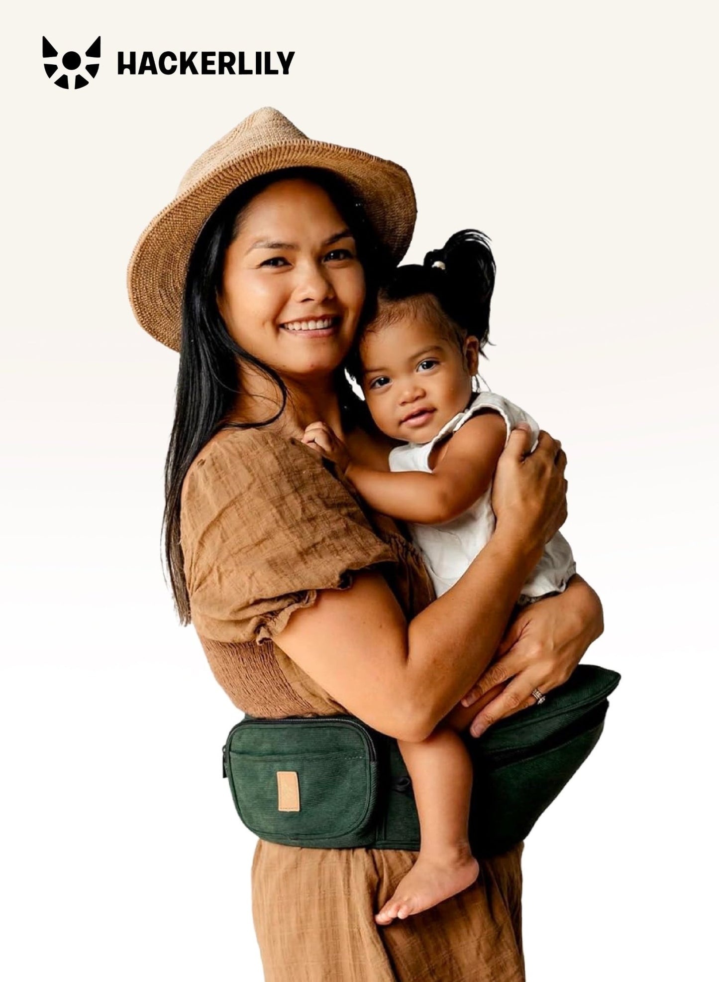 Hackerlily HipSurfer Hipseat Green + Tan - Marah Kids