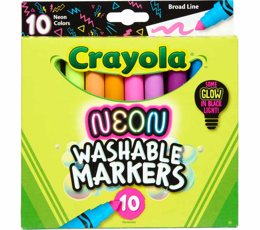 Crayola Neon Washable Markers, Broad Line, 10 Count - Marah Kids