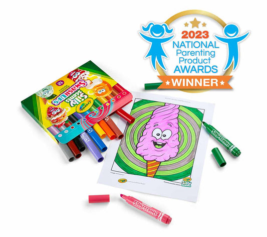 Crayola 12 Ct Silly Scents Smash Ups, Wedge Tip Scented Washable Markers - Marah Kids