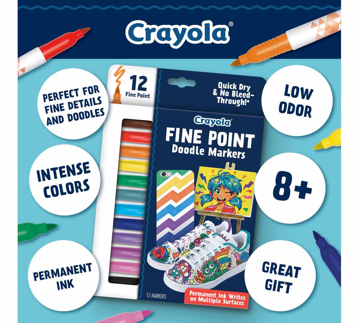 Crayola 12 Ct Fine Point Doodle Markers - Marah Kids
