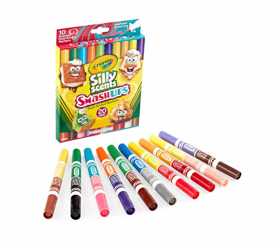 Crayola 10 Ct Silly Scents Smash Ups, Broad LIne Dual - Ended Washable Markers - Marah Kids